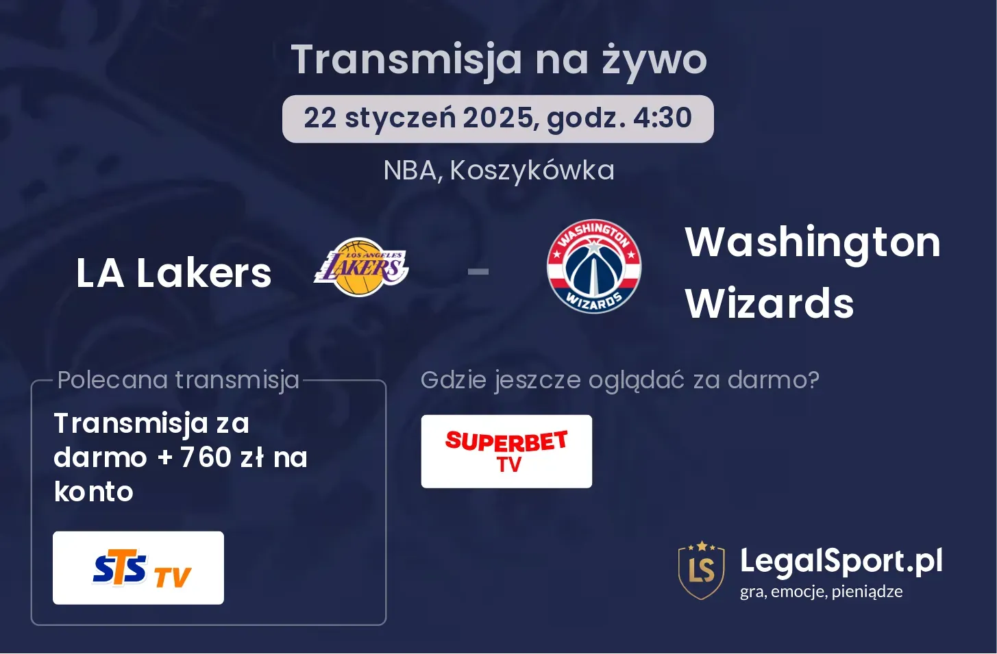 LA Lakers - Washington Wizards transmisja na żywo