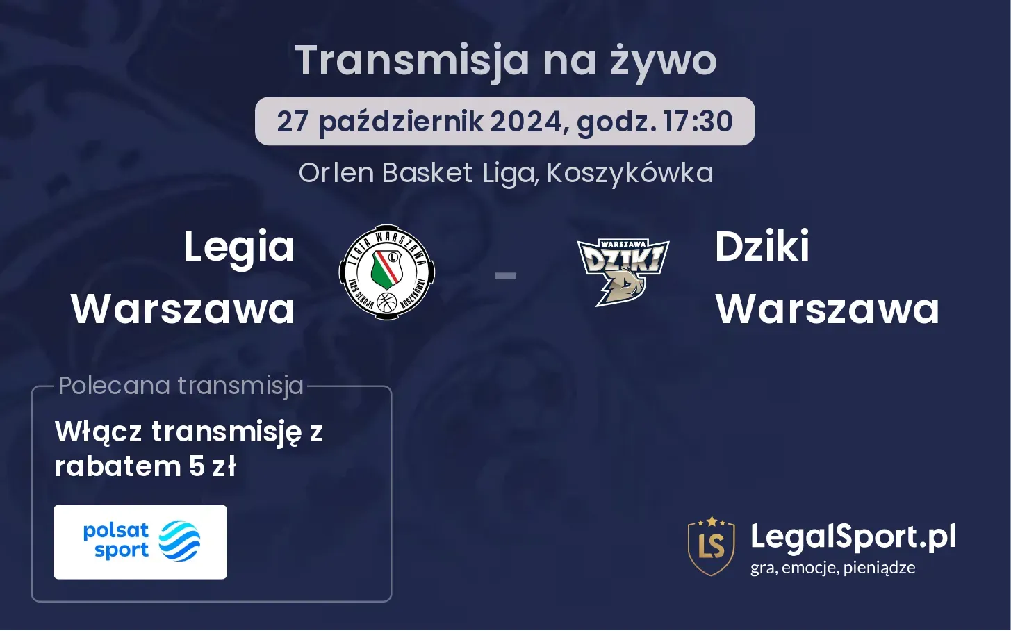 Legia Warszawa - Dziki Warszawa transmisja na żywo