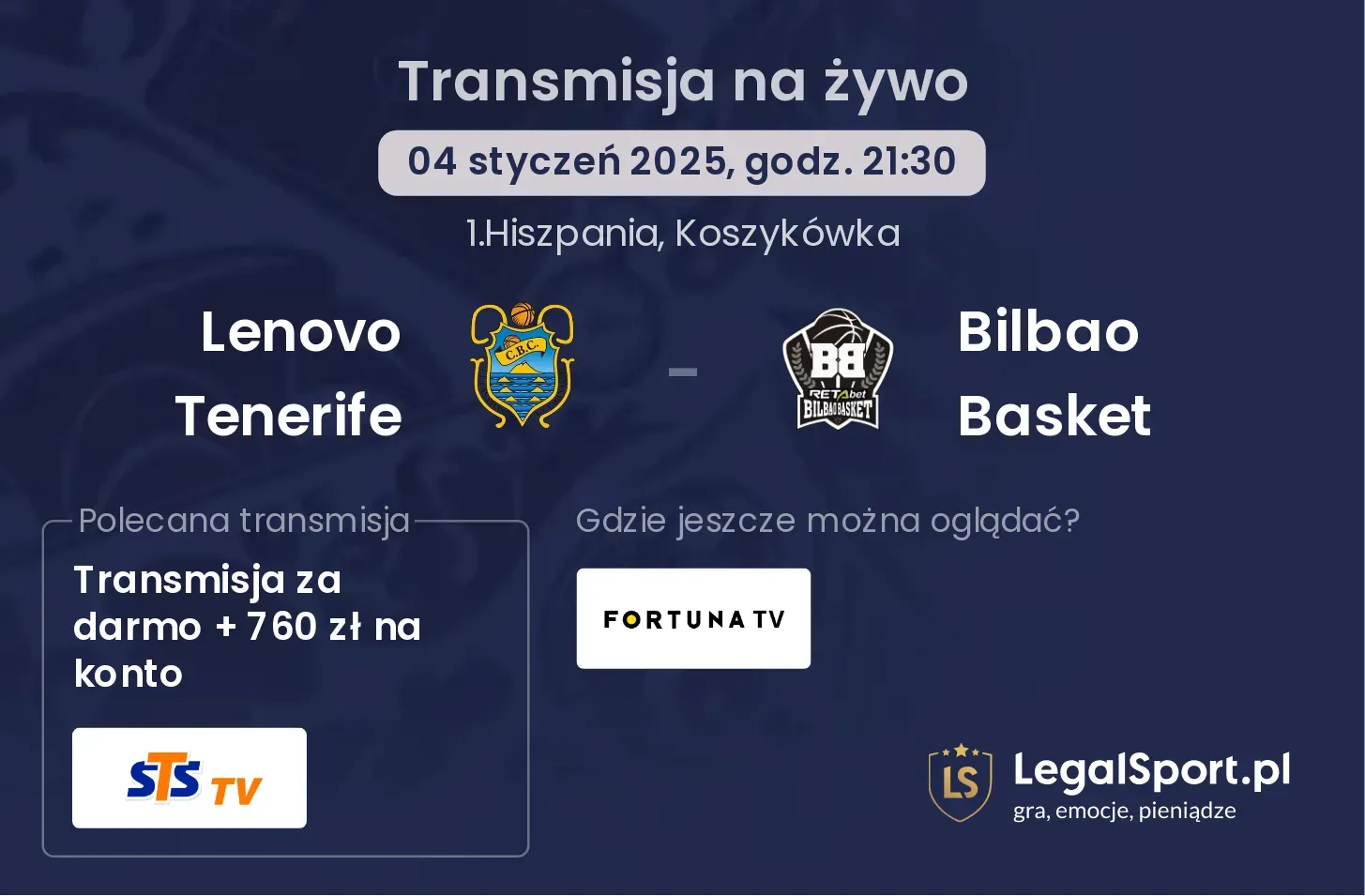 Lenovo Tenerife - Bilbao Basket transmisja na żywo