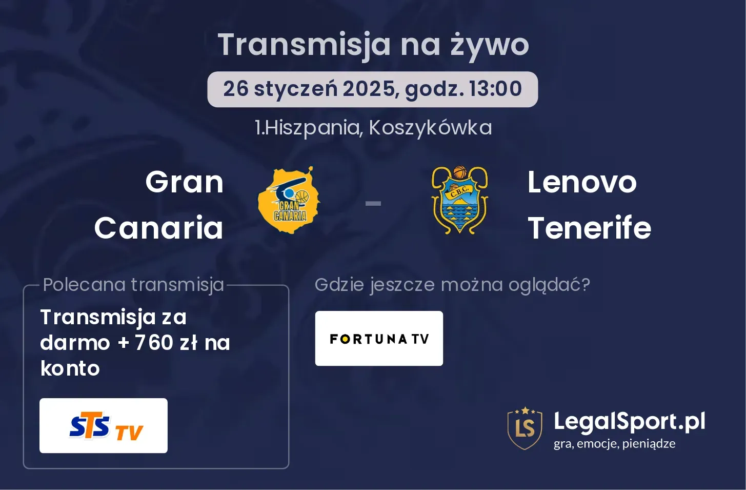 Gran Canaria - Lenovo Tenerife gdzie oglądać?