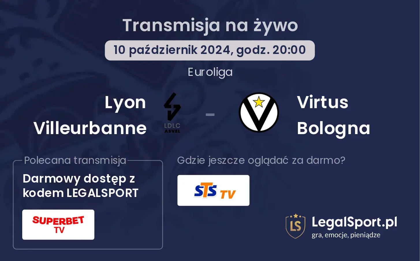 Lyon Villeurbanne - Virtus Bologna transmisja na żywo