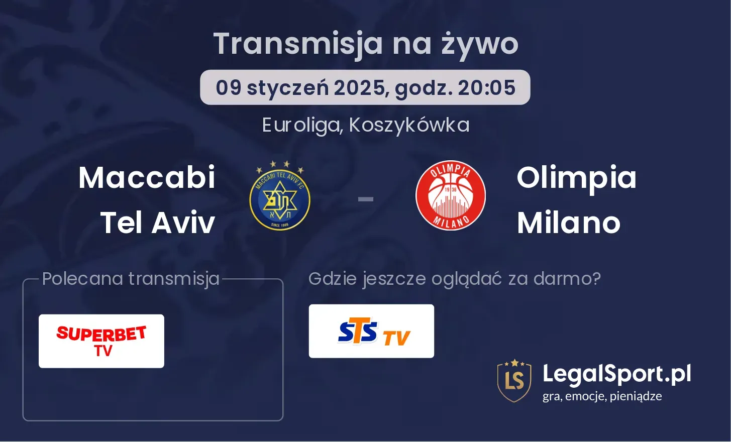 Maccabi Tel Aviv - Olimpia Milano transmisja na żywo