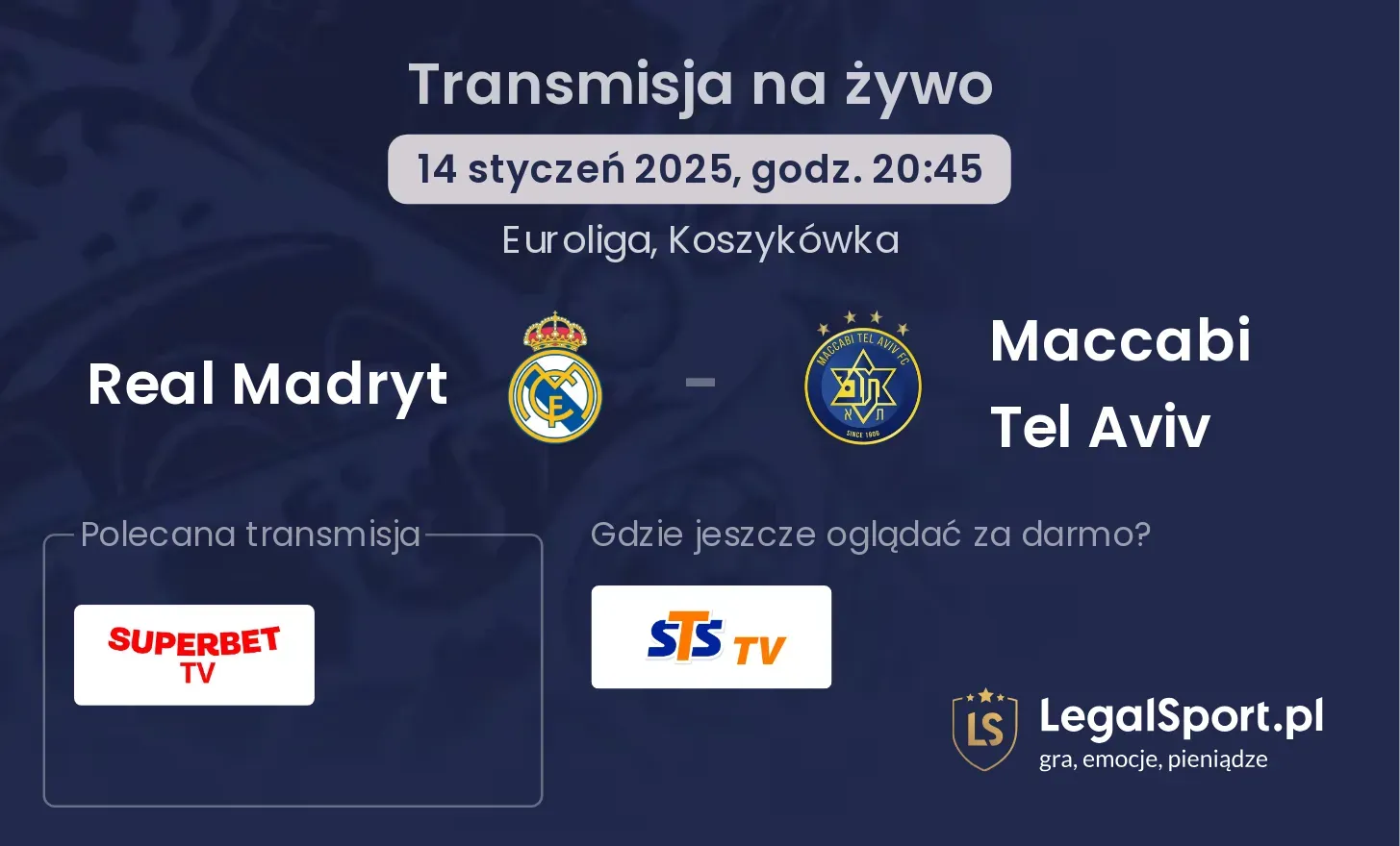 Real Madryt - Maccabi Tel Aviv gdzie oglądać?