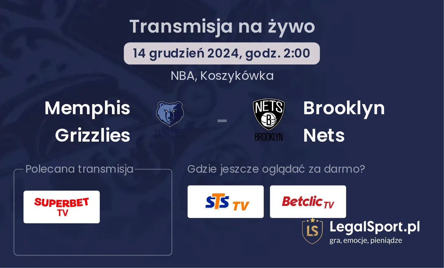 Memphis Grizzlies - Brooklyn Nets gdzie oglądać?