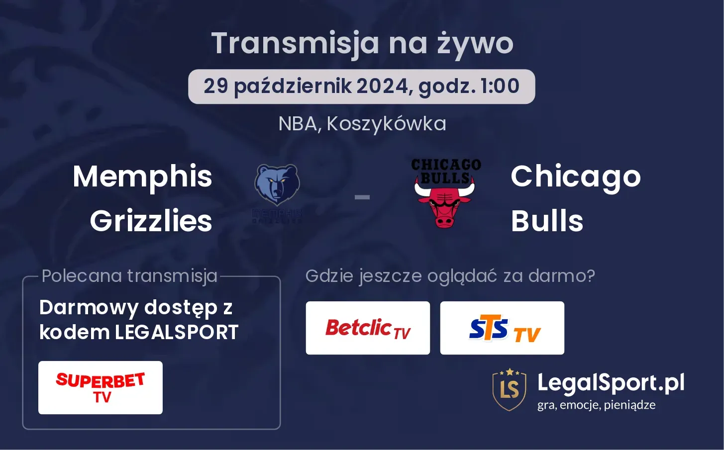 Memphis Grizzlies - Chicago Bulls gdzie oglądać? 29.10, godz. 01:00