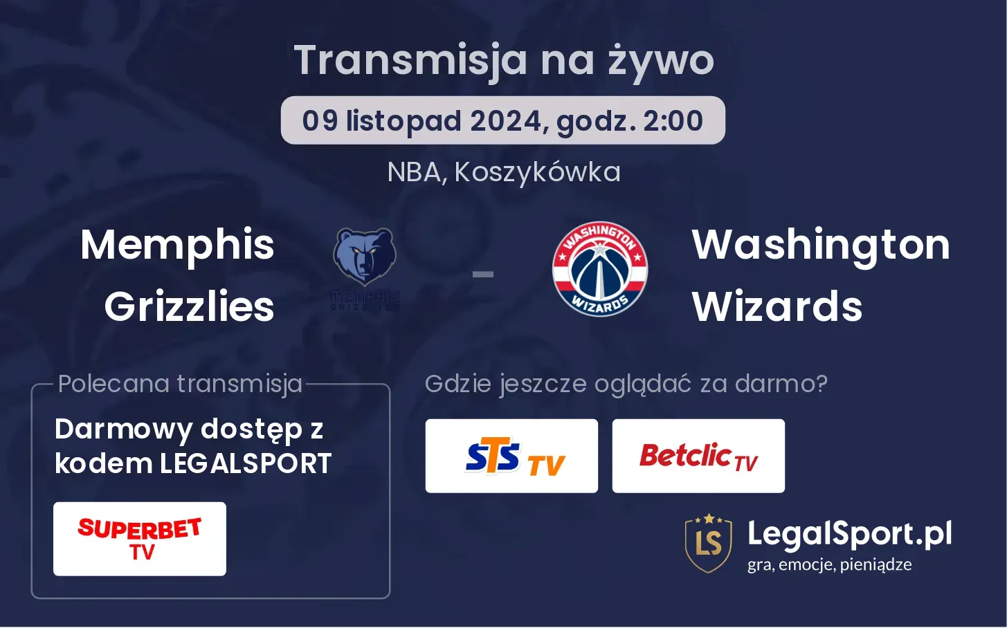 Memphis Grizzlies - Washington Wizards transmisja na żywo