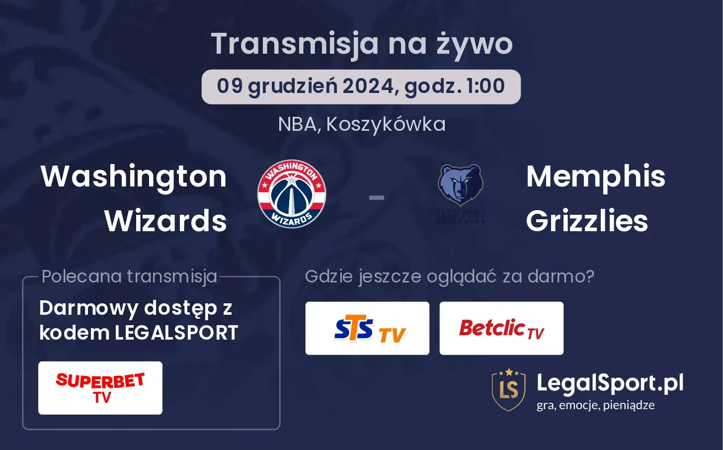 Washington Wizards - Memphis Grizzlies gdzie oglądać?