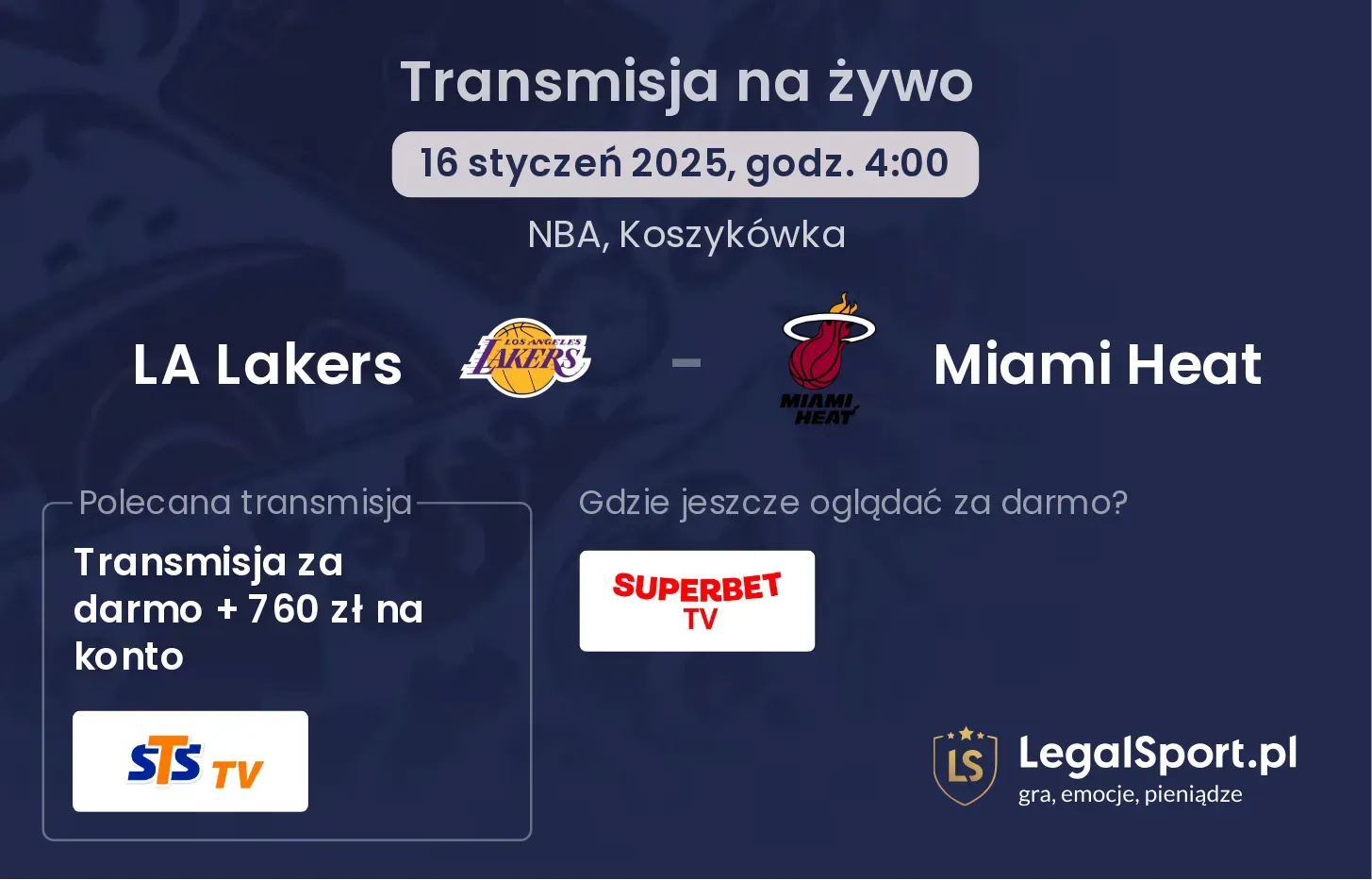 LA Lakers - Miami Heat gdzie oglądać?