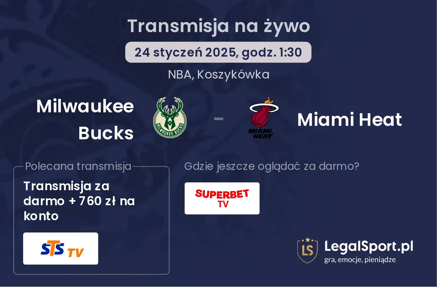 Miami Heat - Milwaukee Bucks transmisja na żywo