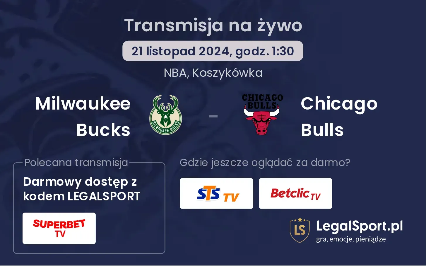 Milwaukee Bucks - Chicago Bulls transmisja na żywo