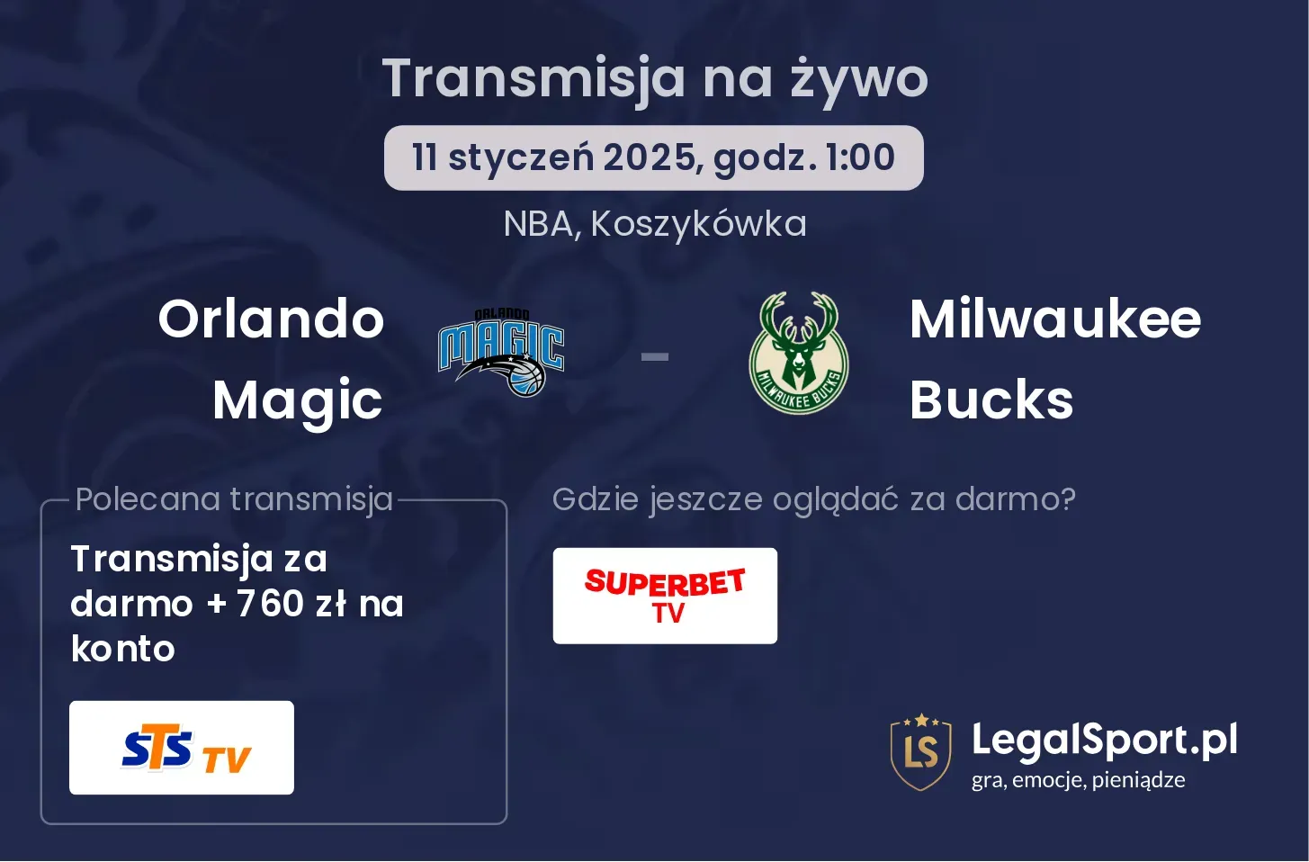 Milwaukee Bucks - Orlando Magic transmisja na żywo