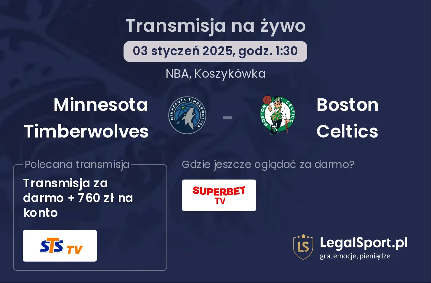 Minnesota Timberwolves - Boston Celtics transmisja na żywo