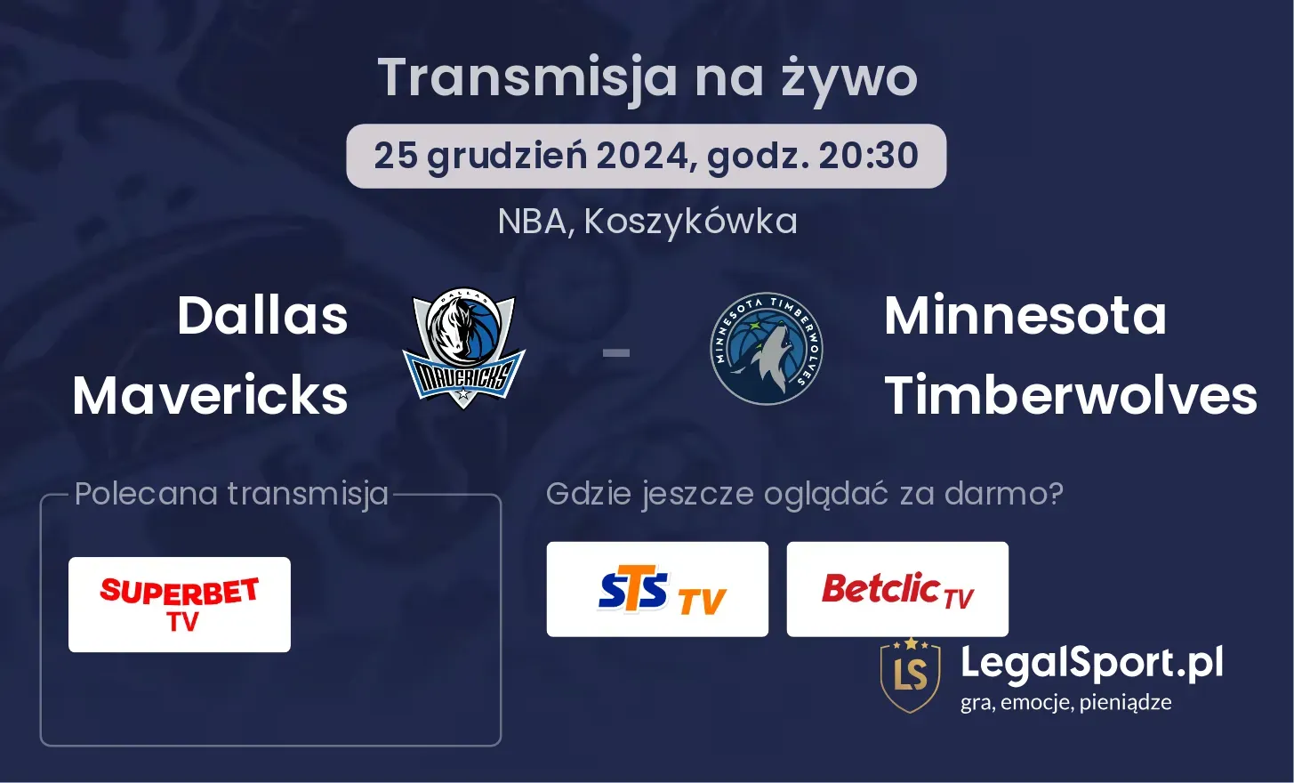 Dallas Mavericks - Minnesota Timberwolves gdzie oglądać?