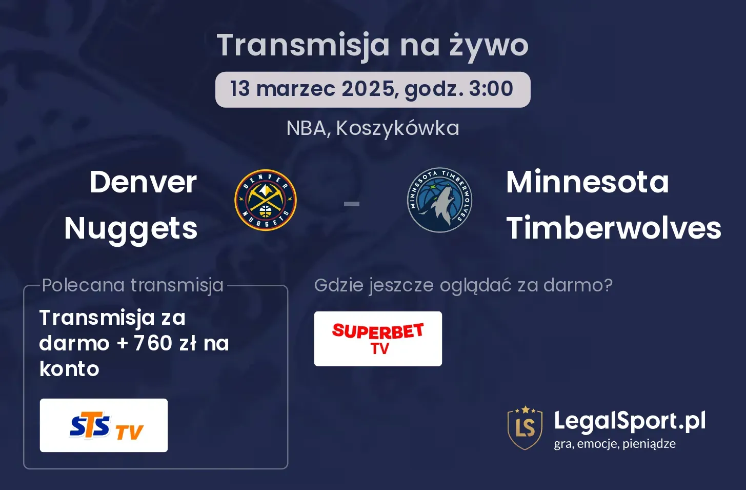 Denver Nuggets - Minnesota Timberwolves gdzie oglądać?