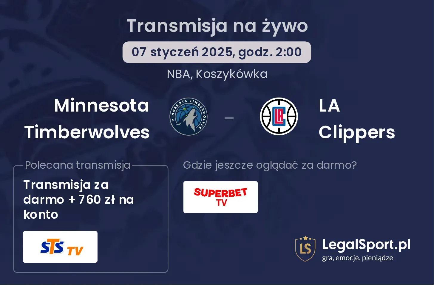 Minnesota Timberwolves - LA Clippers transmisja na żywo