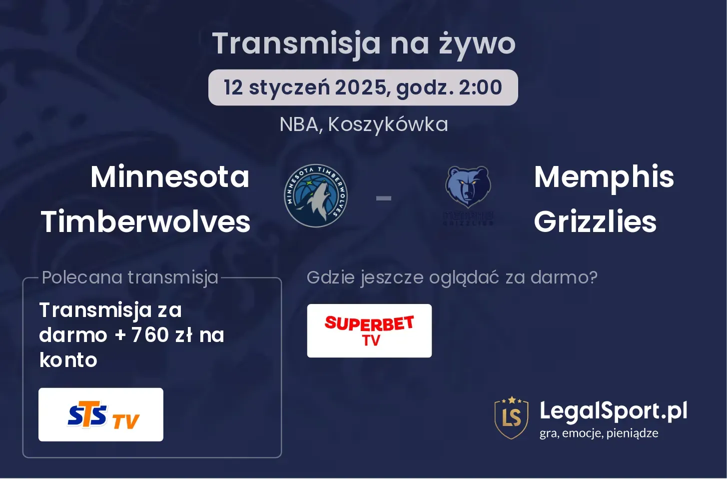 Minnesota Timberwolves - Memphis Grizzlies transmisja na żywo