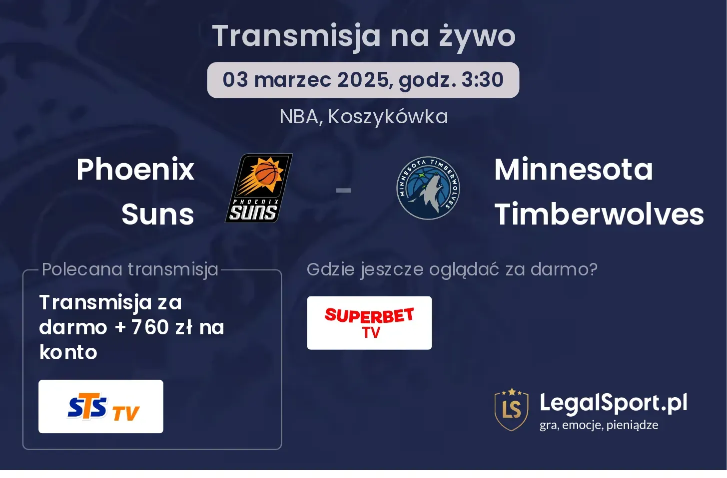 Phoenix Suns - Minnesota Timberwolves gdzie oglądać?