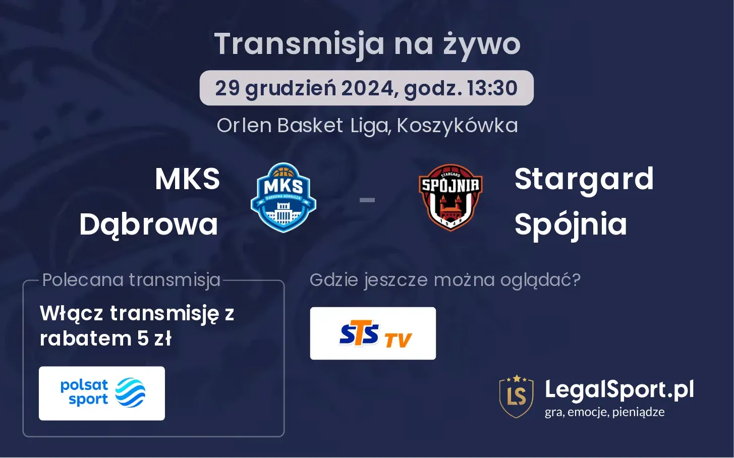 MKS Dąbrowa - Stargard Spójnia transmisja na żywo