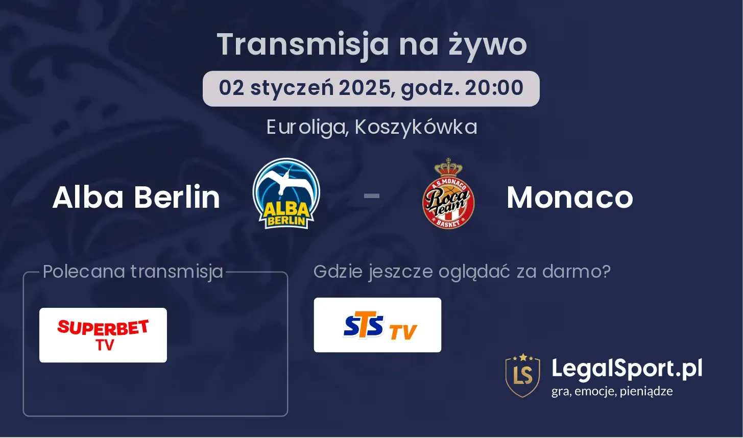 Monaco - Alba Berlin transmisja na żywo