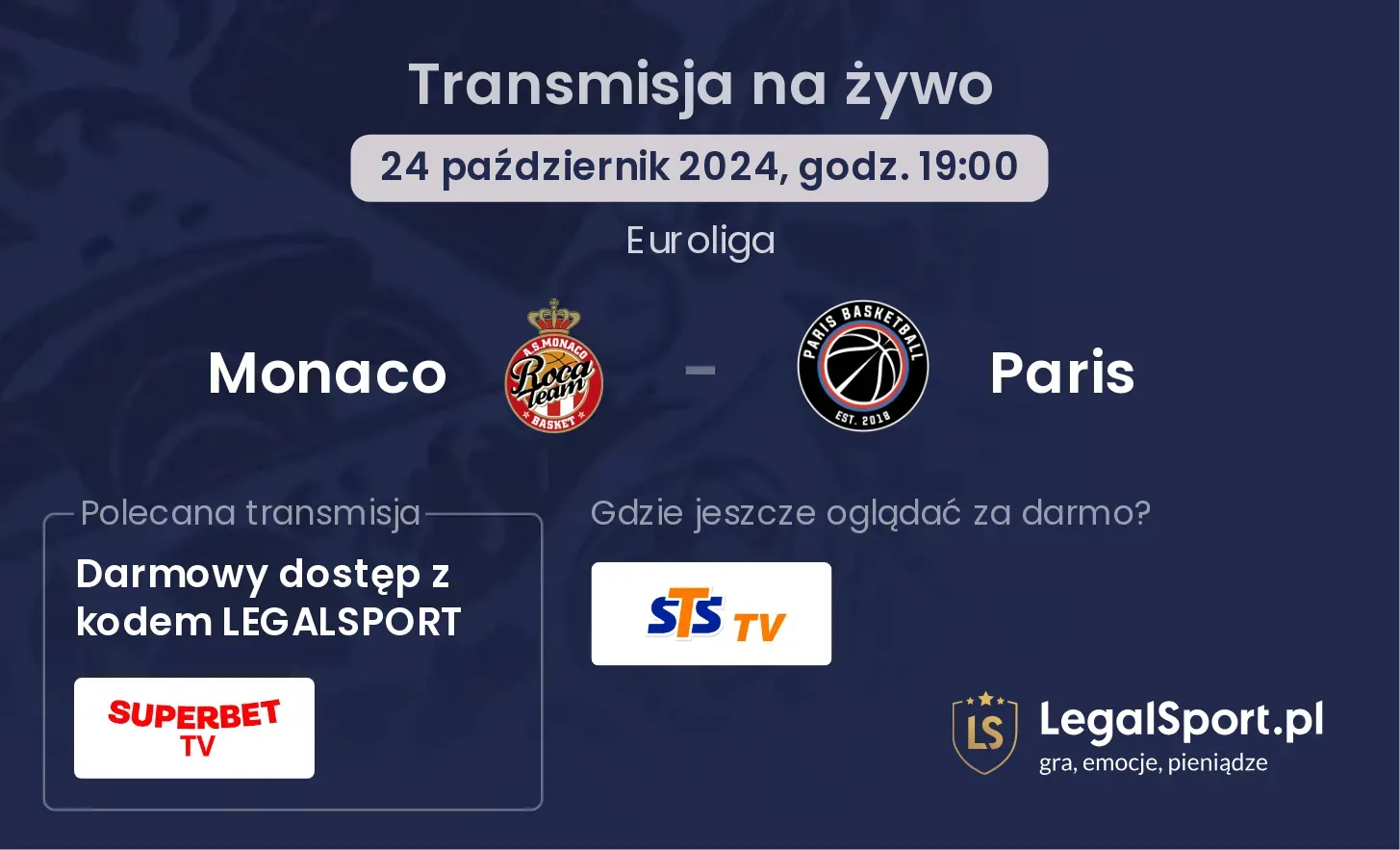 Monaco - Paris gdzie oglądać? 24.10, godz. 19:00