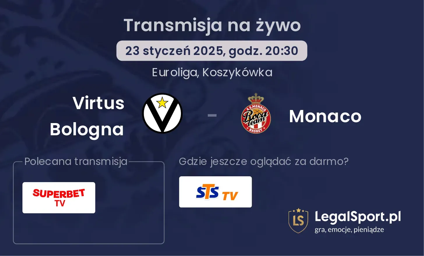 Monaco - Virtus Bologna transmisja na żywo