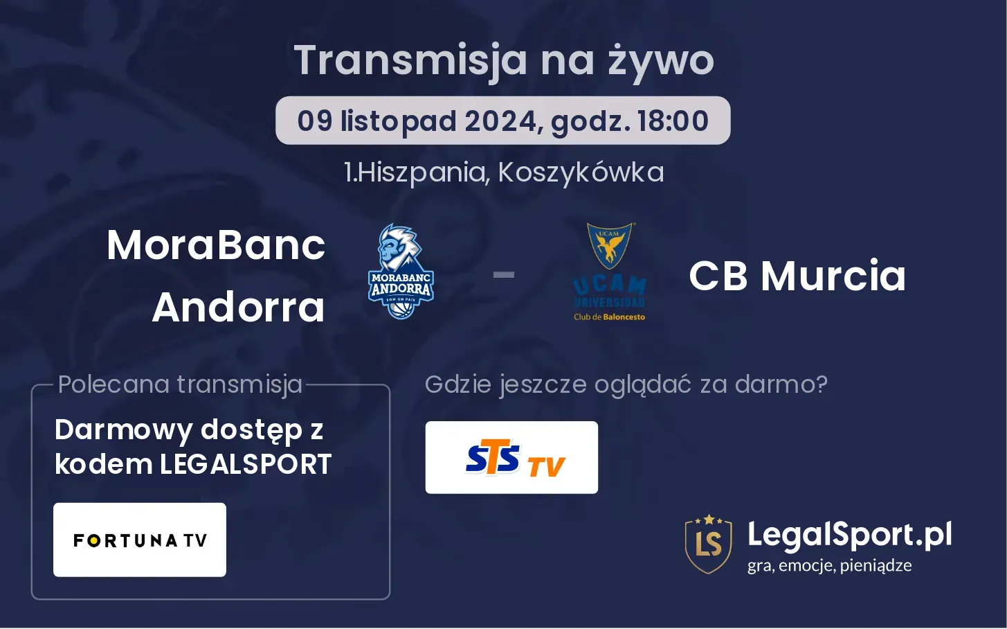 MoraBanc Andorra - CB Murcia transmisja na żywo