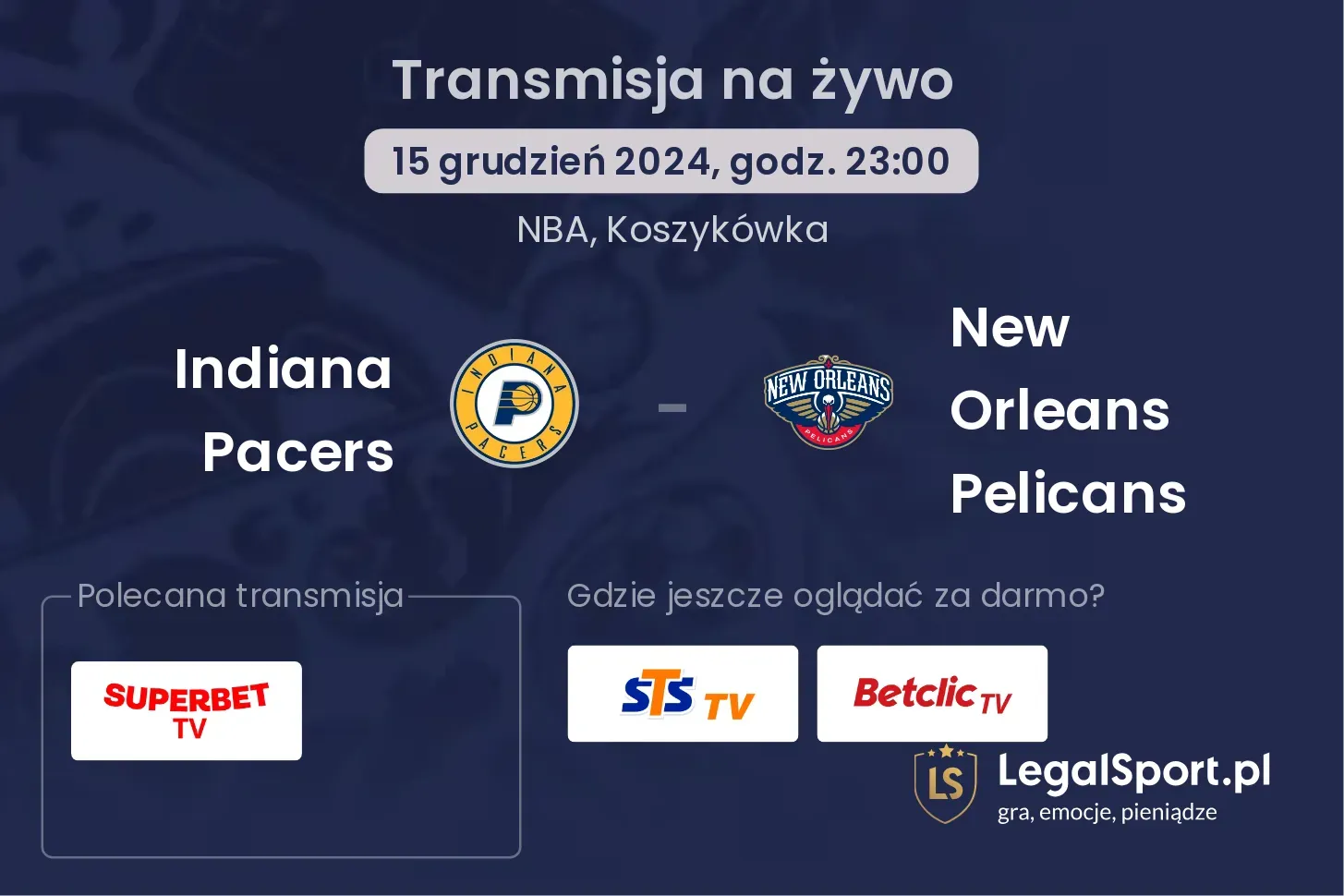 Indiana Pacers - New Orleans Pelicans gdzie oglądać?