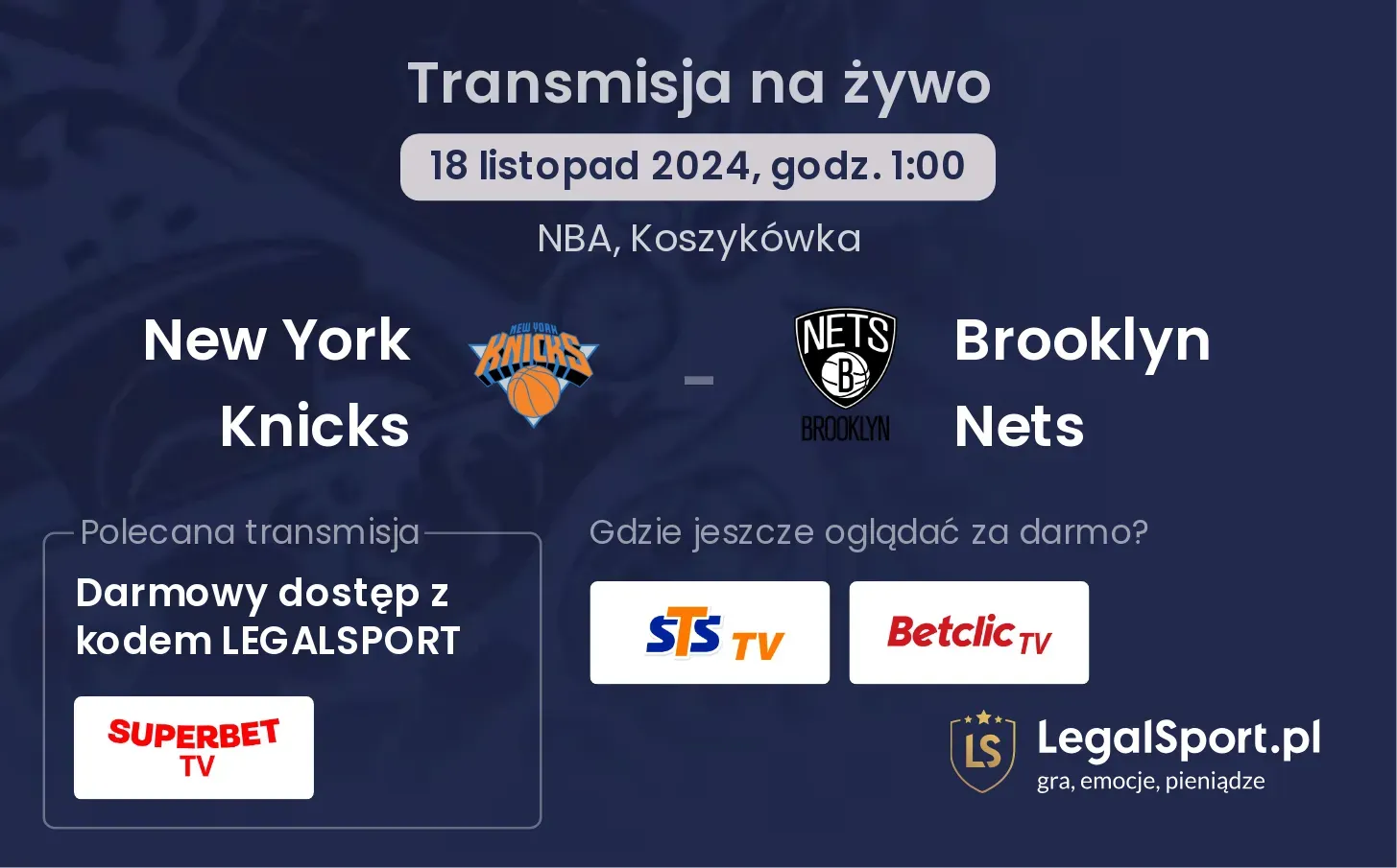 New York Knicks - Brooklyn Nets transmisja na żywo