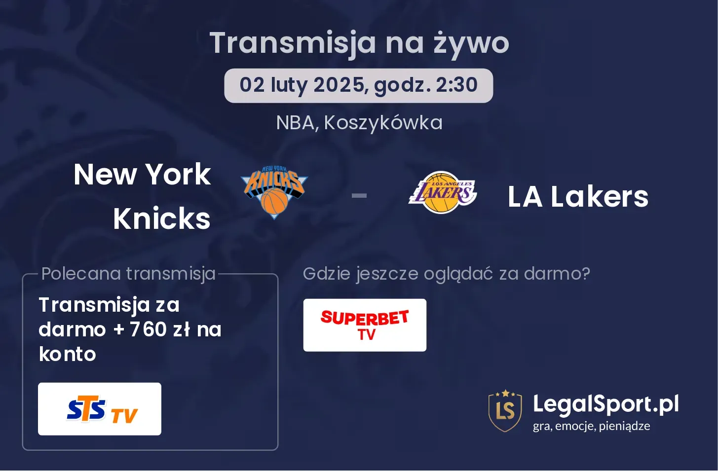 New York Knicks - LA Lakers gdzie oglądać?