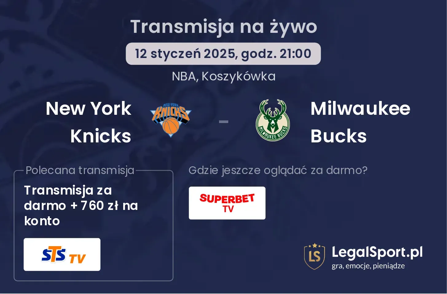 New York Knicks - Milwaukee Bucks gdzie oglądać transmisję?