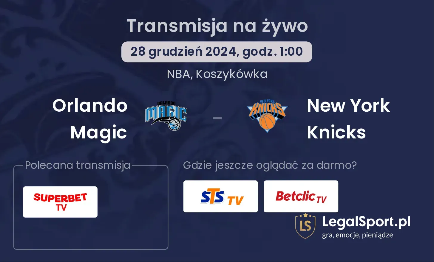 Orlando Magic - New York Knicks gdzie oglądać?