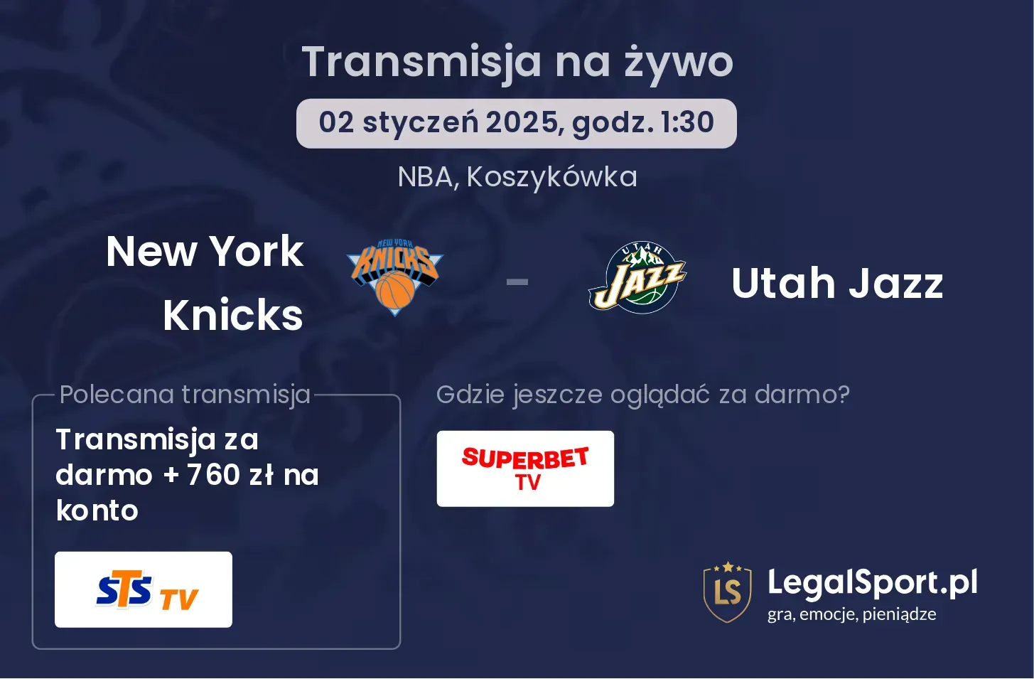 New York Knicks - Utah Jazz transmisja na żywo