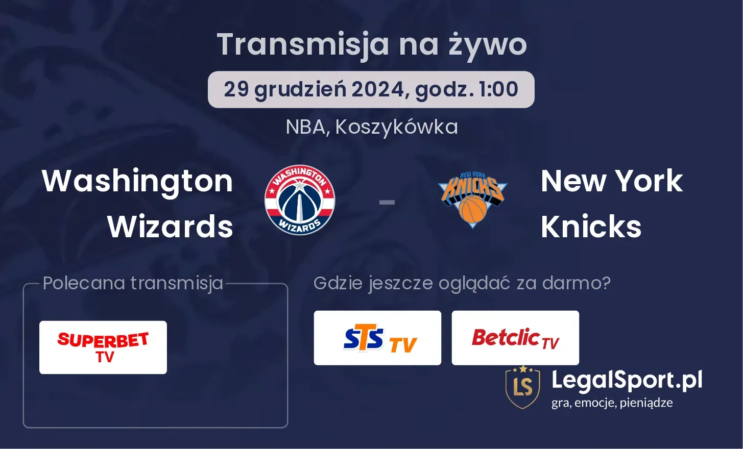 New York Knicks - Washington Wizards gdzie oglądać?