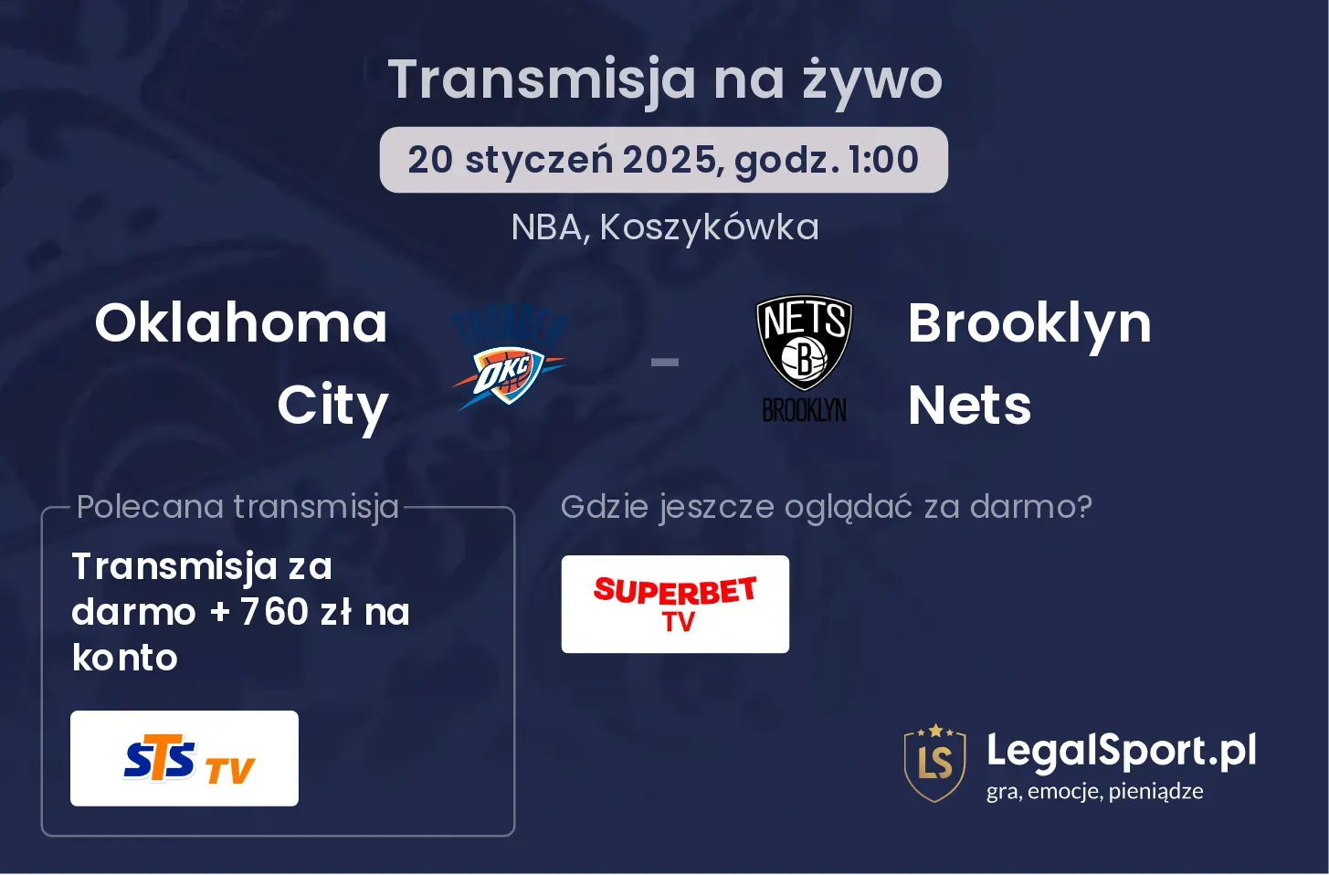 Oklahoma City - Brooklyn Nets gdzie oglądać?