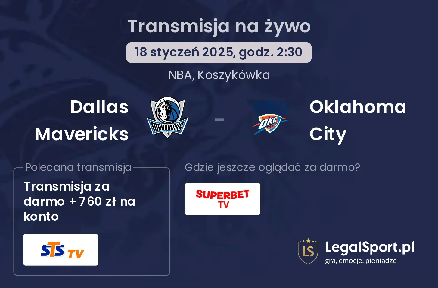 Dallas Mavericks - Oklahoma City gdzie oglądać?