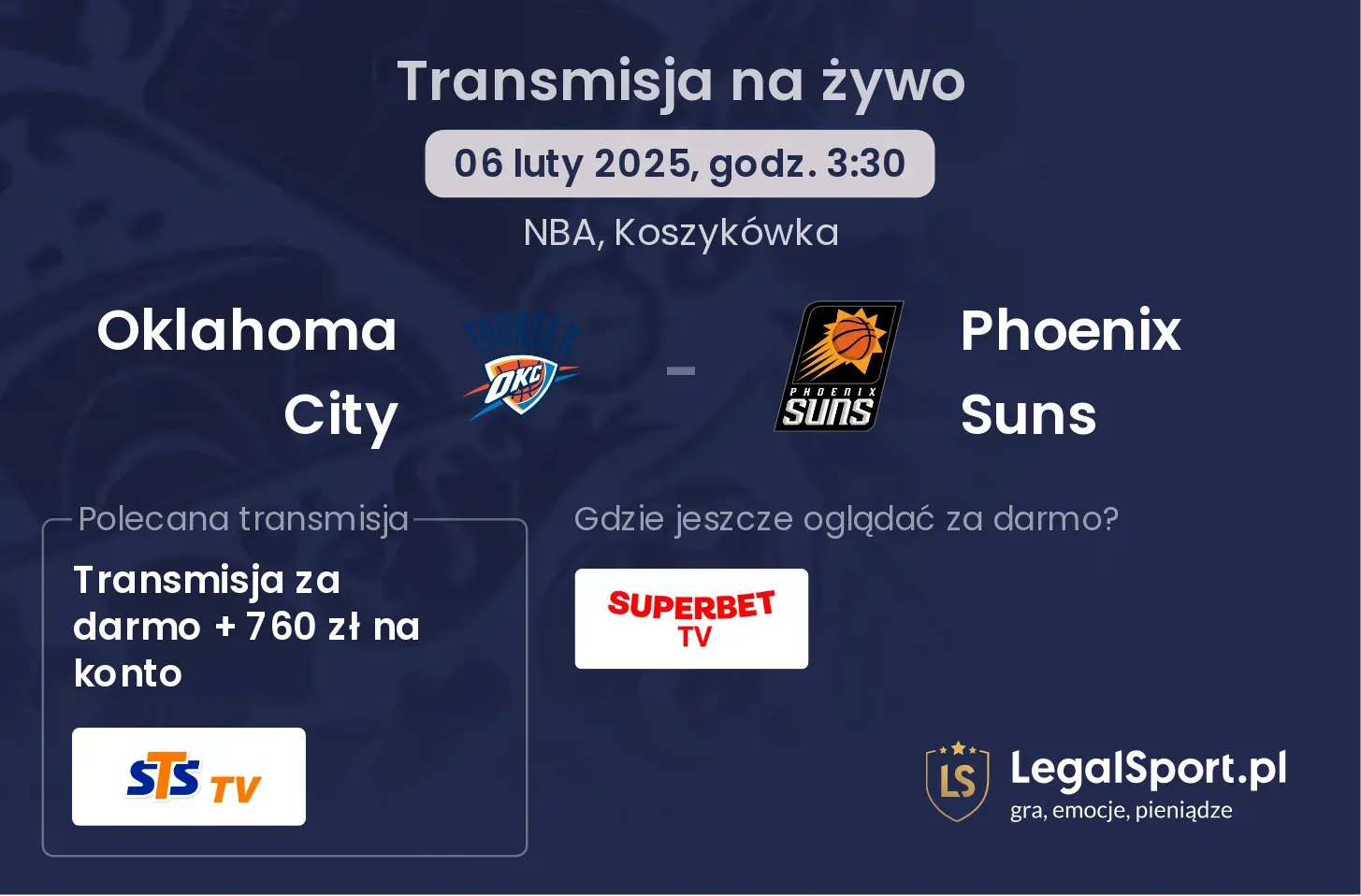 Oklahoma City - Phoenix Suns gdzie oglądać?