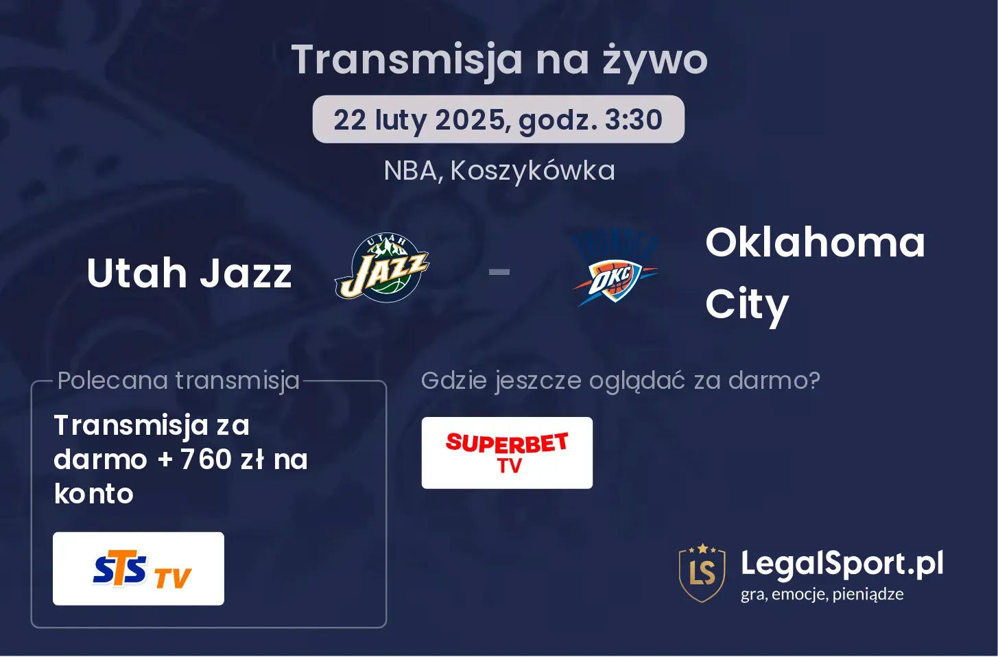 Oklahoma City - Utah Jazz transmisja na żywo