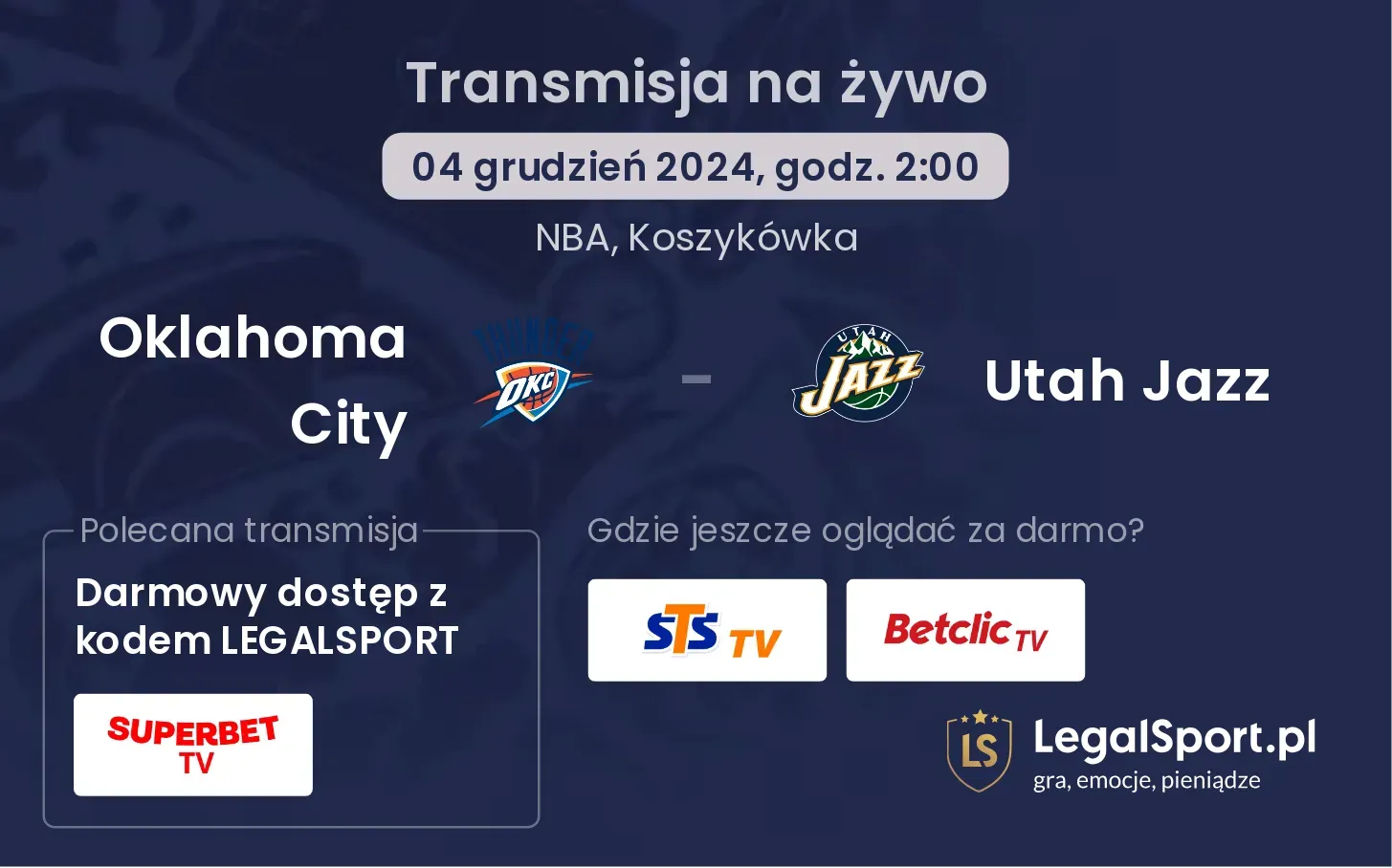 Oklahoma City - Utah Jazz gdzie oglądać?