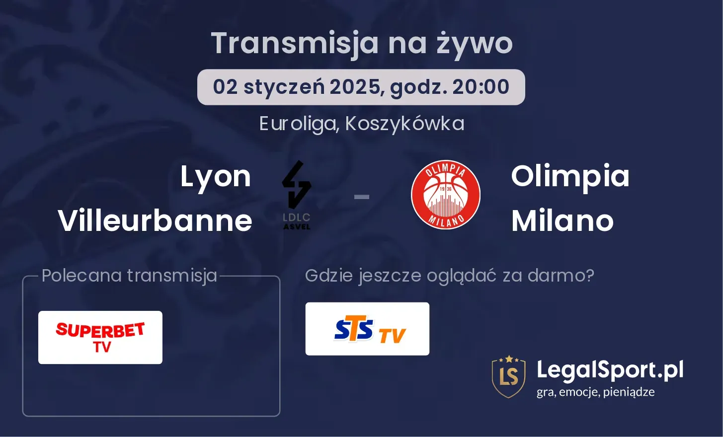 Lyon Villeurbanne - Olimpia Milano gdzie oglądać transmisję?