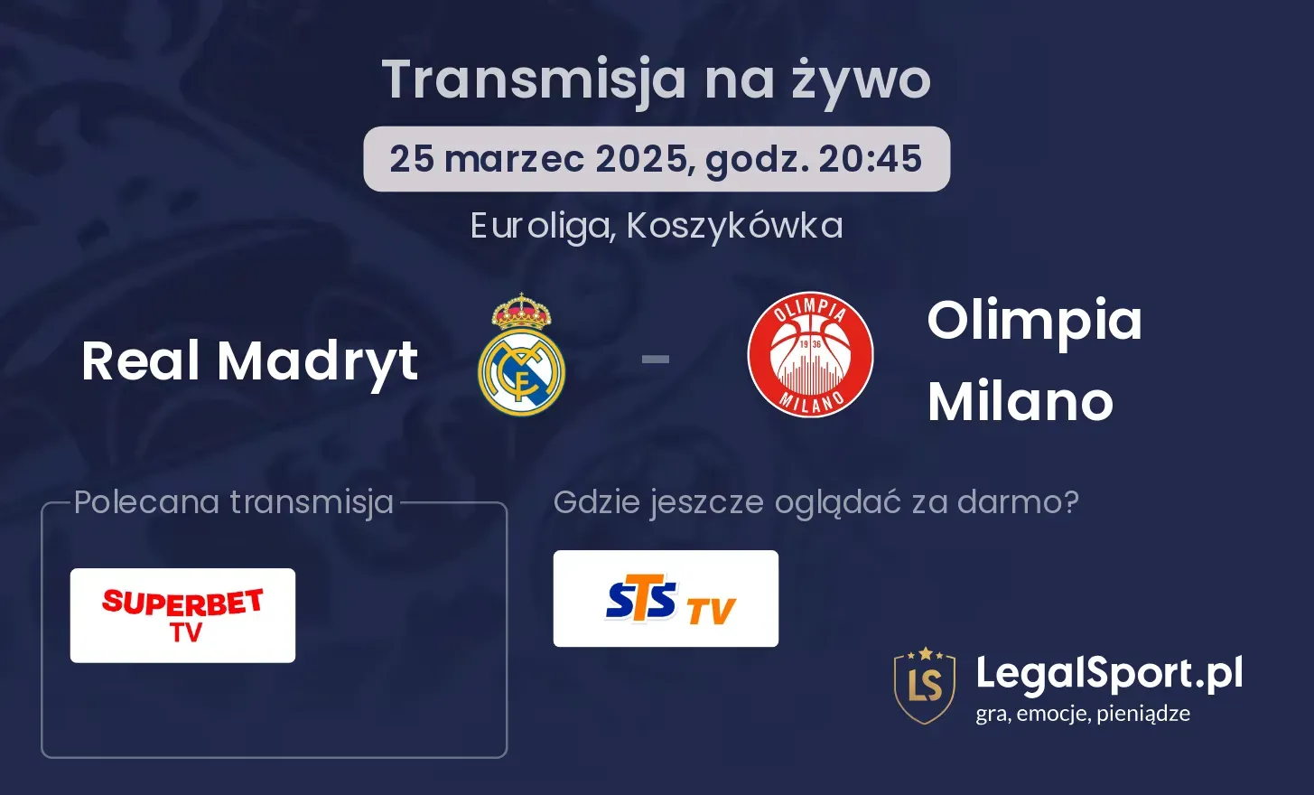 Real Madryt - Olimpia Milano gdzie oglądać?