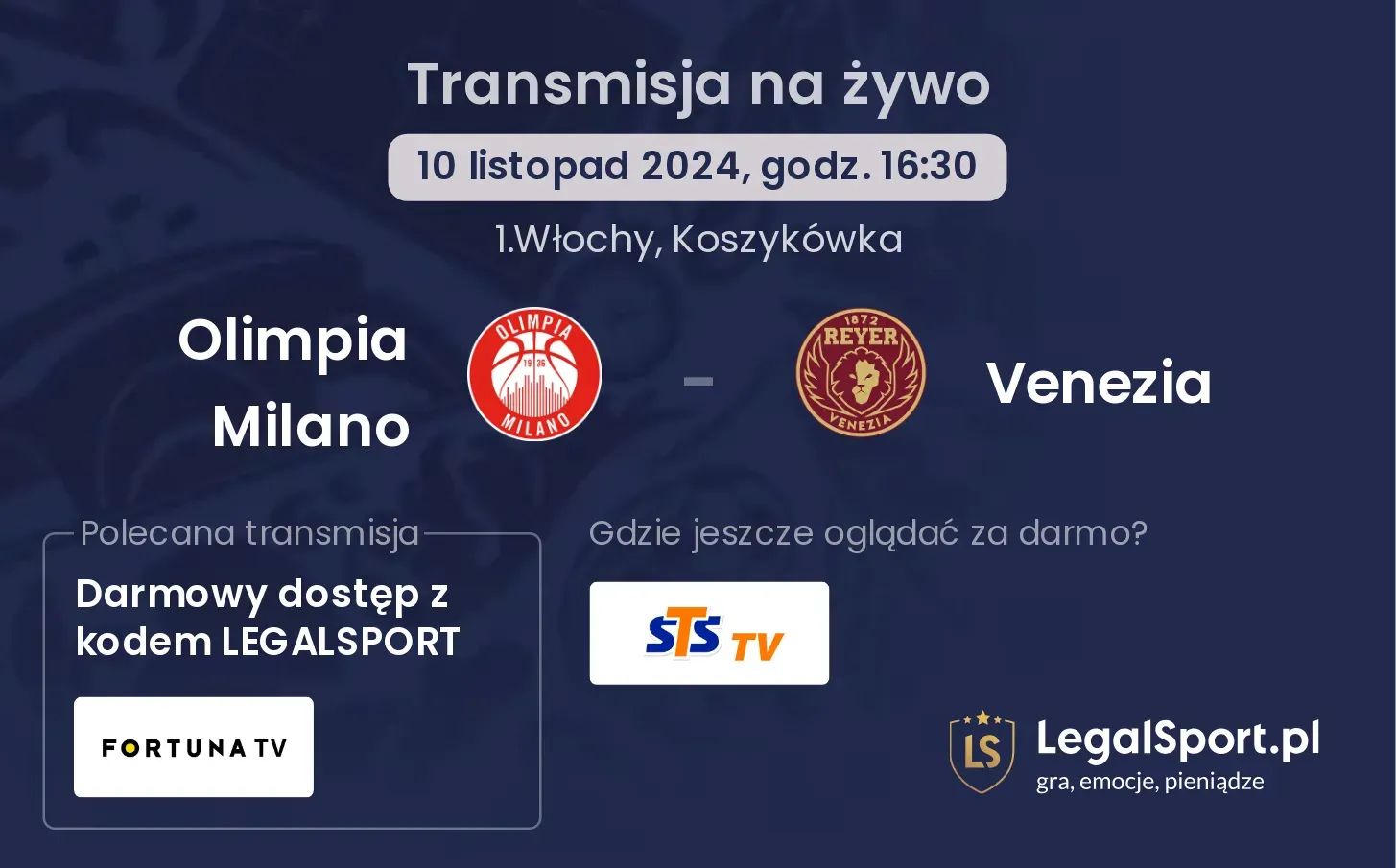 Olimpia Milano - Venezia transmisja na żywo