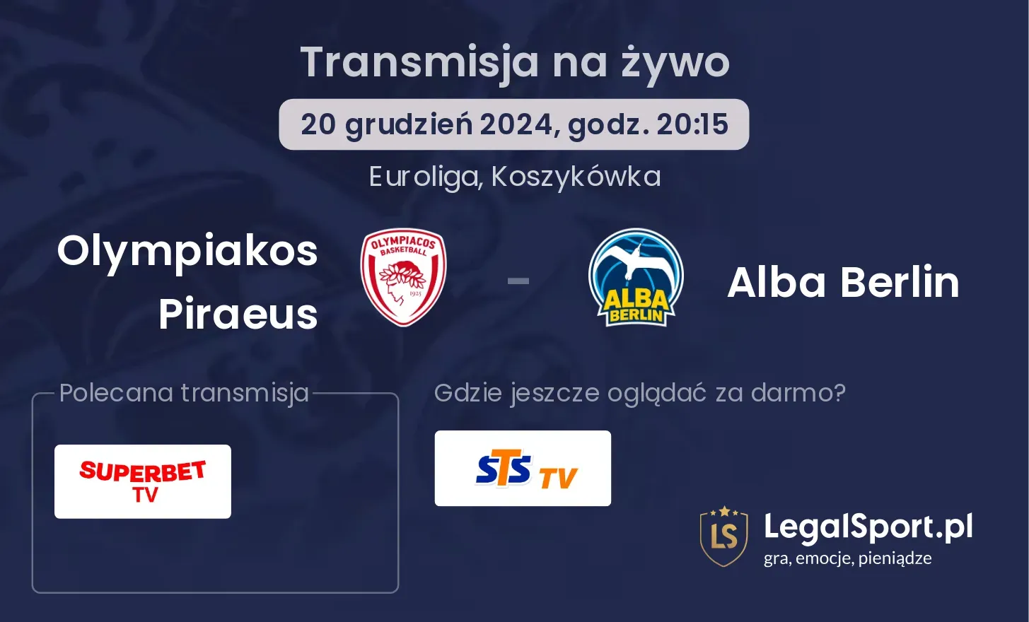 Olympiakos Piraeus - Alba Berlin gdzie oglądać?