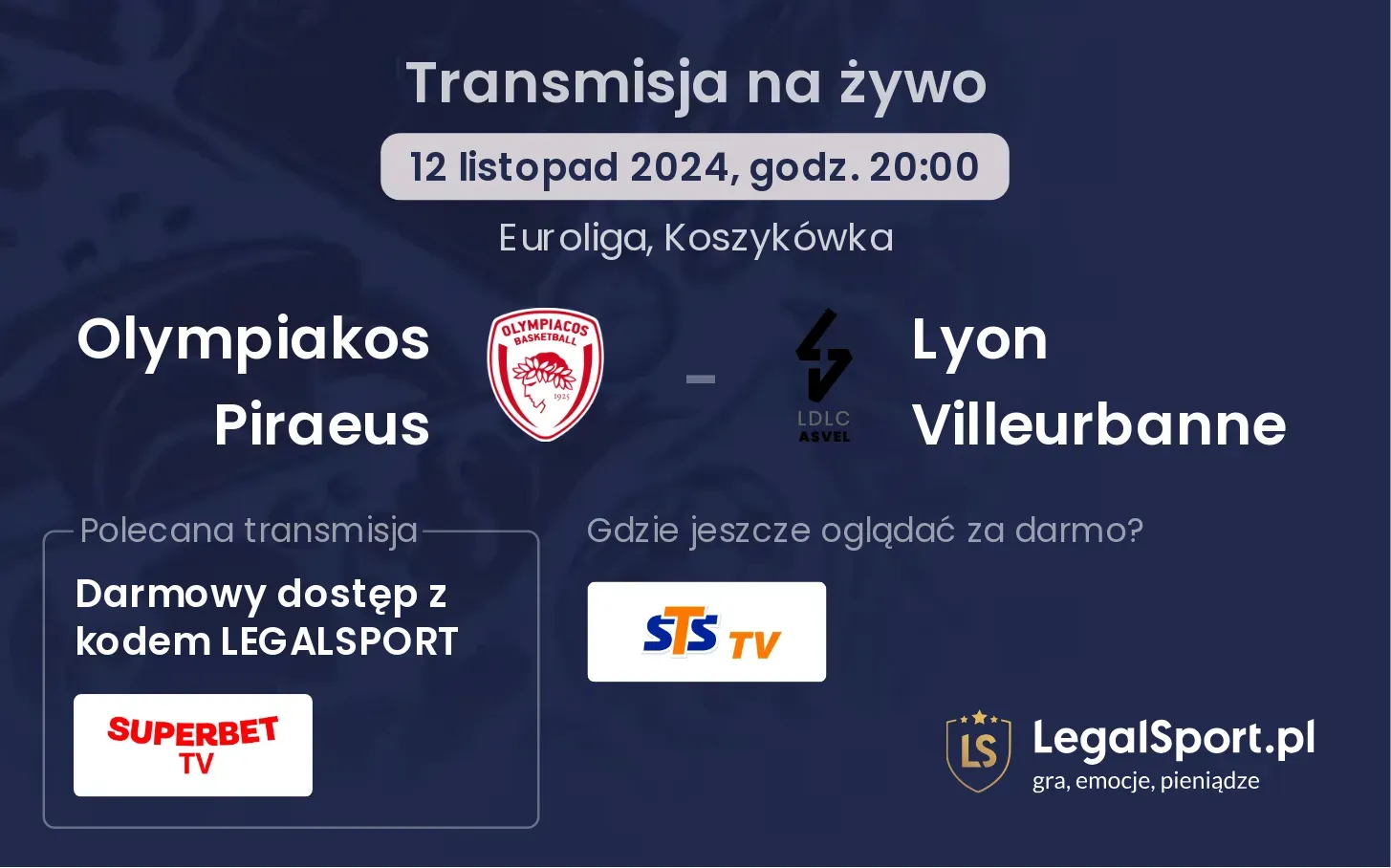 Olympiakos Piraeus - Lyon Villeurbanne transmisja na żywo