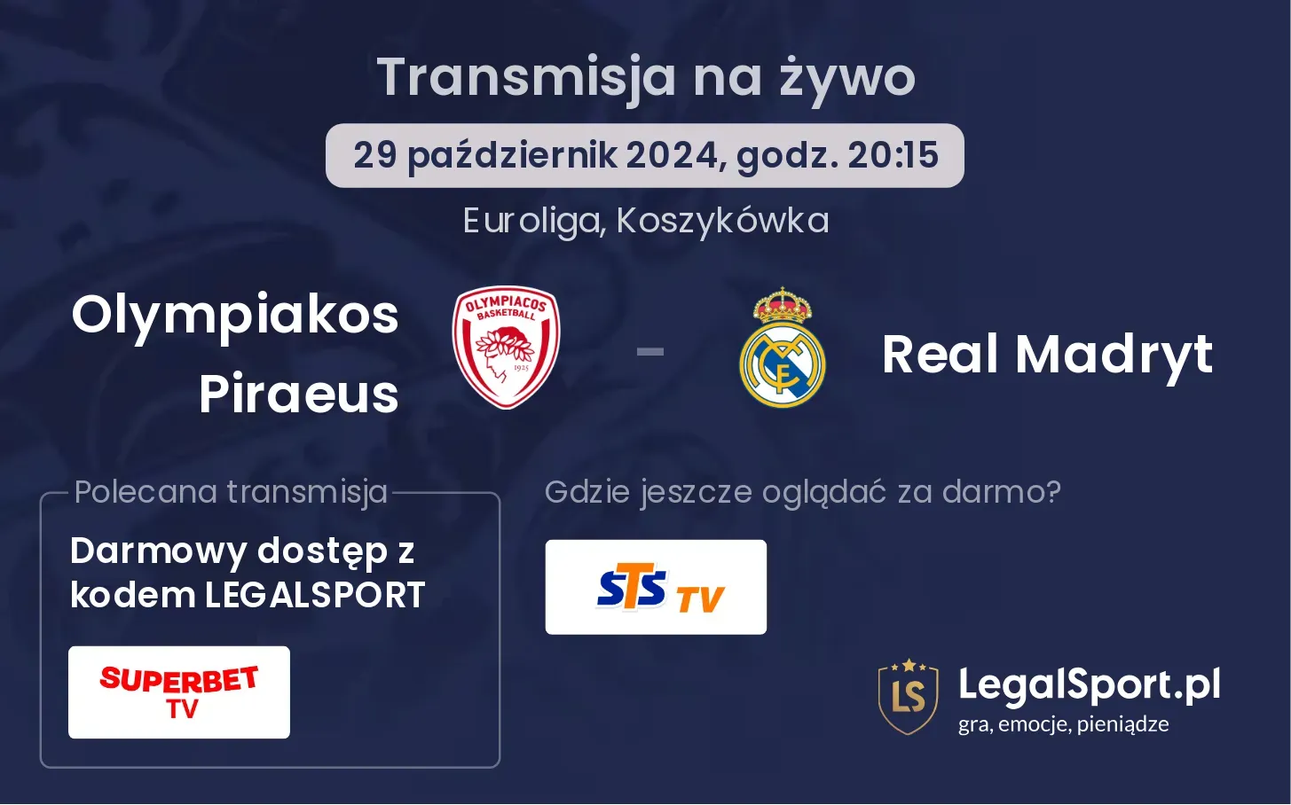 Olympiakos Piraeus - Real Madryt transmisja na żywo