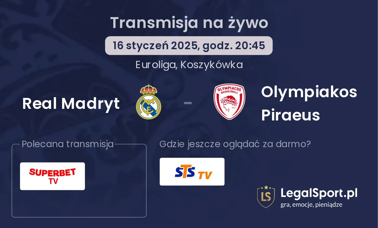 Real Madryt - Olympiakos Piraeus gdzie oglądać?