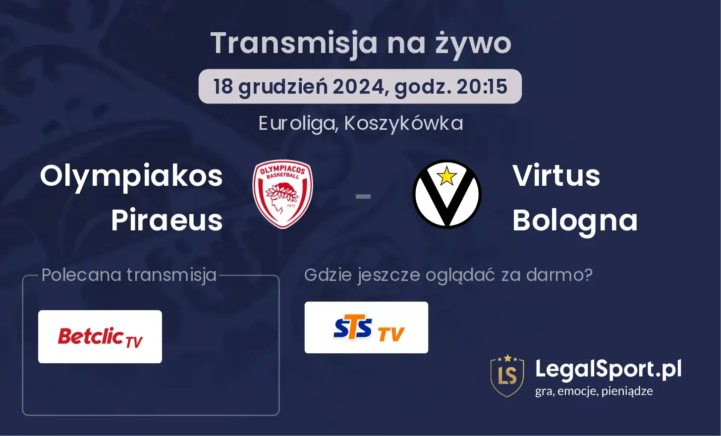 Olympiakos Piraeus - Virtus Bologna transmisja na żywo