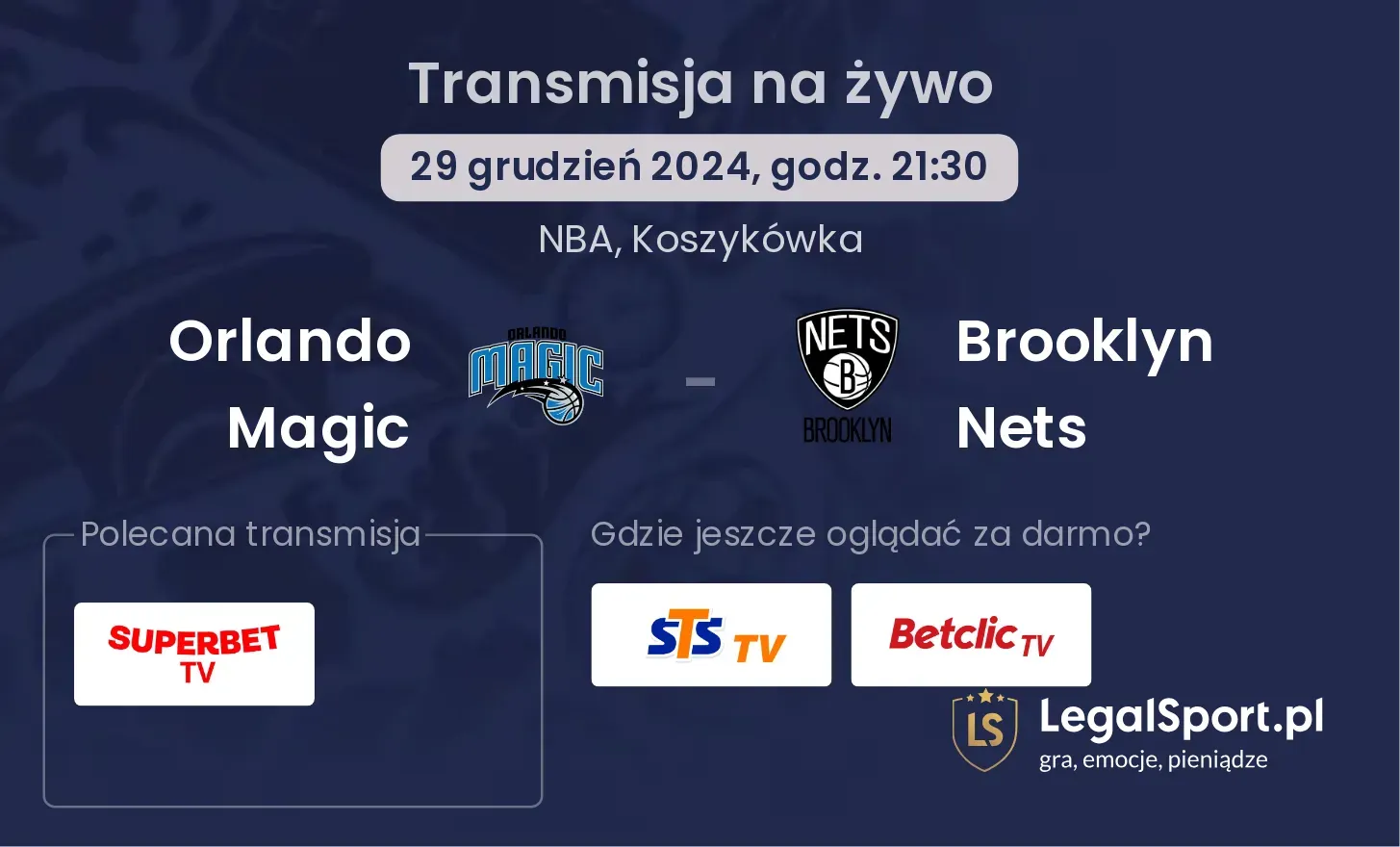 Orlando Magic - Brooklyn Nets gdzie oglądać transmisję?