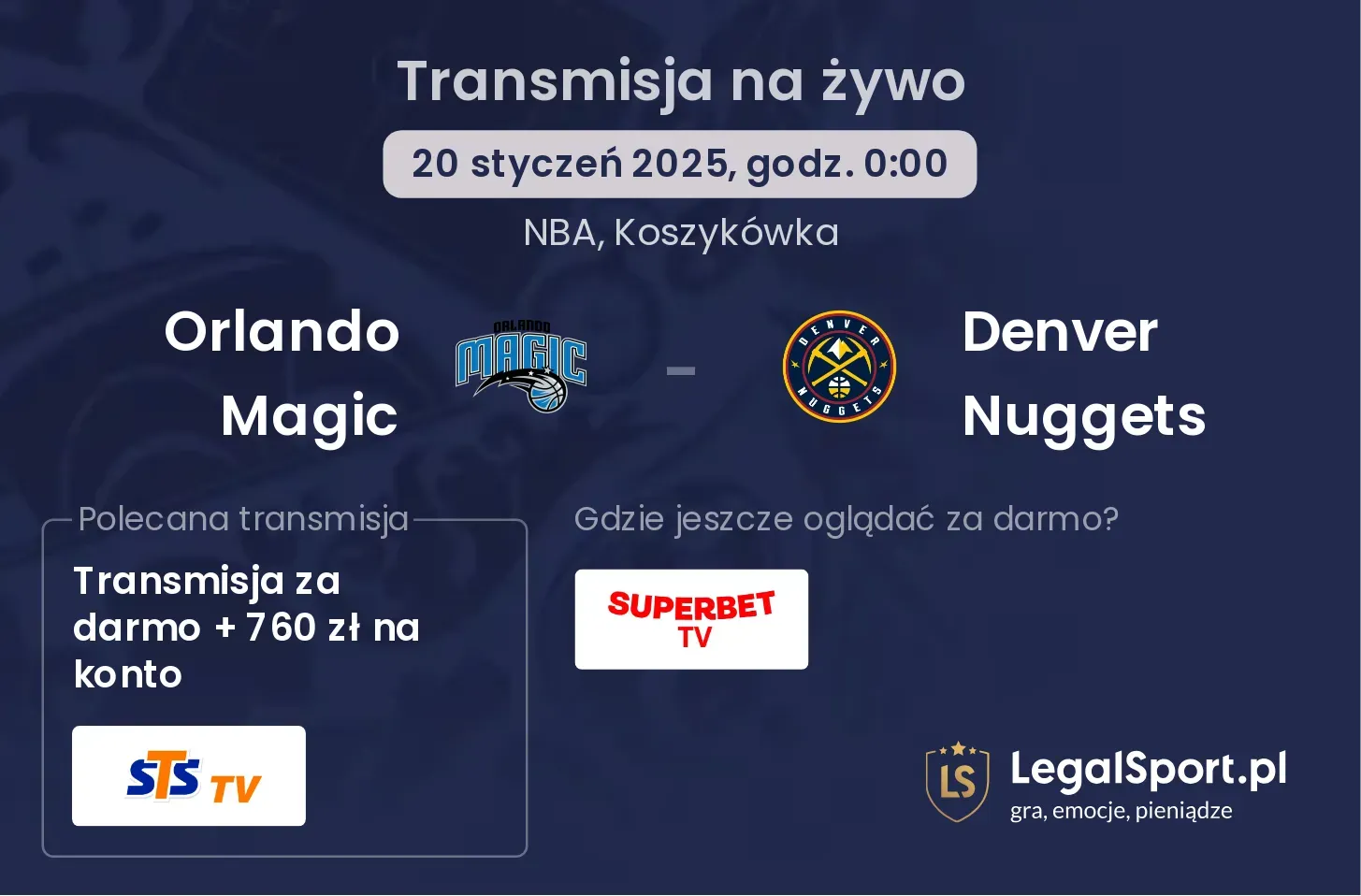 Orlando Magic - Denver Nuggets transmisja na żywo