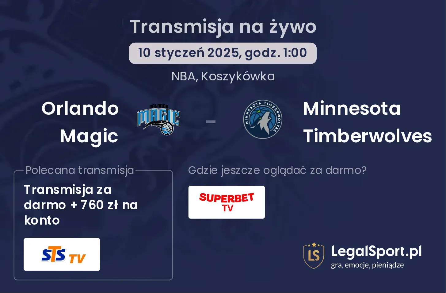 Orlando Magic - Minnesota Timberwolves transmisja na żywo