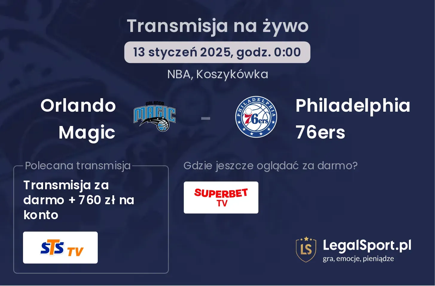 Orlando Magic - Philadelphia 76ers gdzie oglądać transmisję?